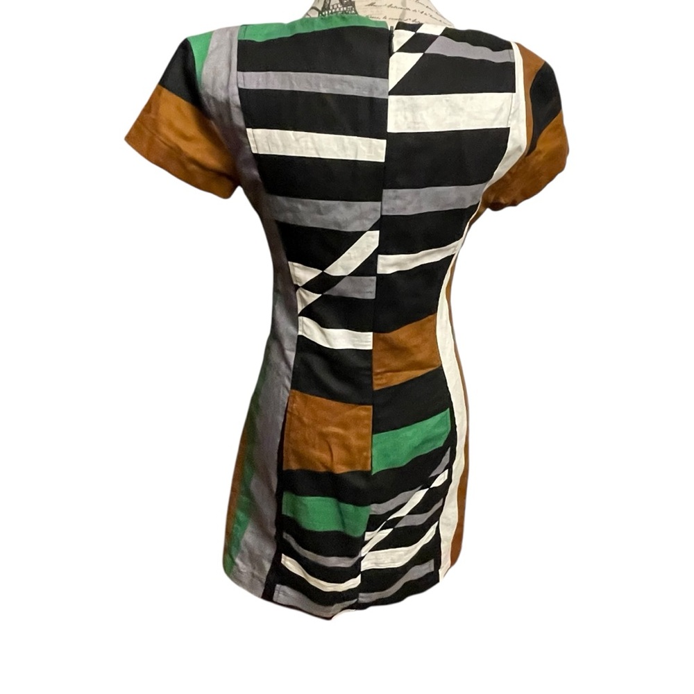 Derek Lam Black and Brown Striped Mini Dress - Picture 4 of 9
